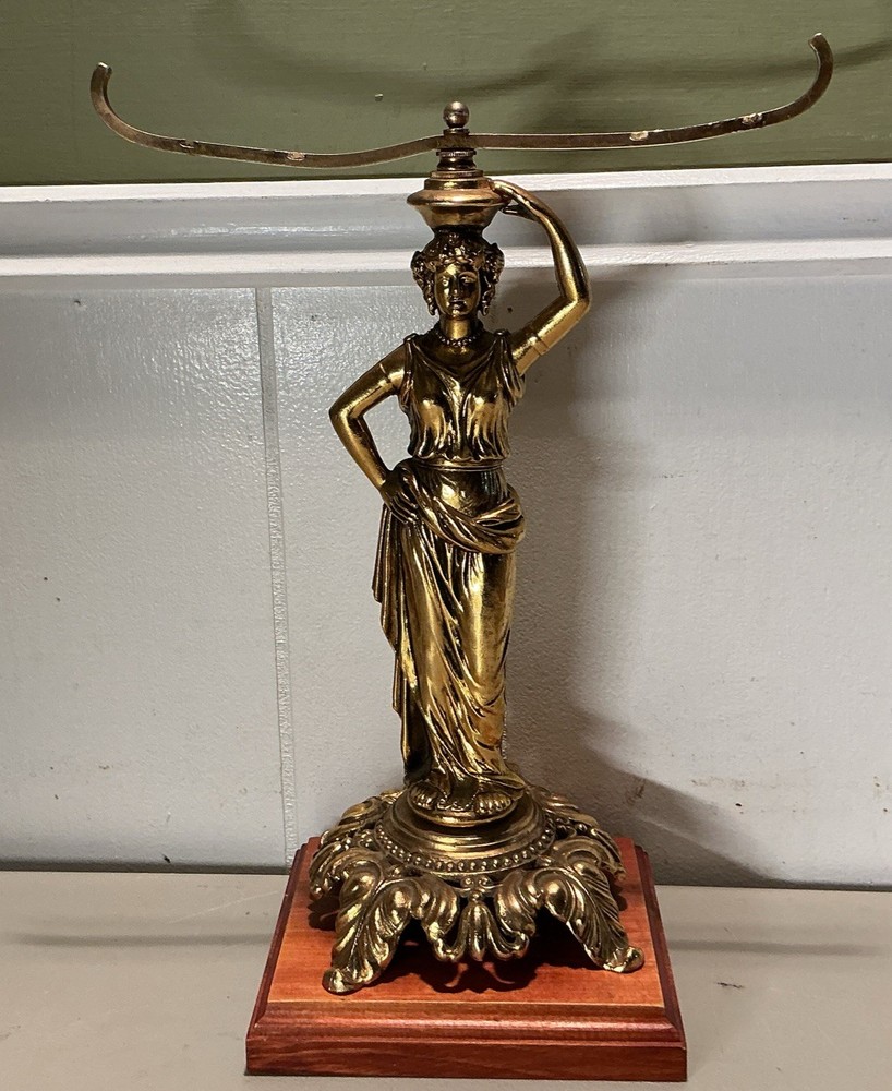 VTG. Art Nouveau Style Figural Statue ,Table Lamp , Brass Tone NO SHADE / WIRING