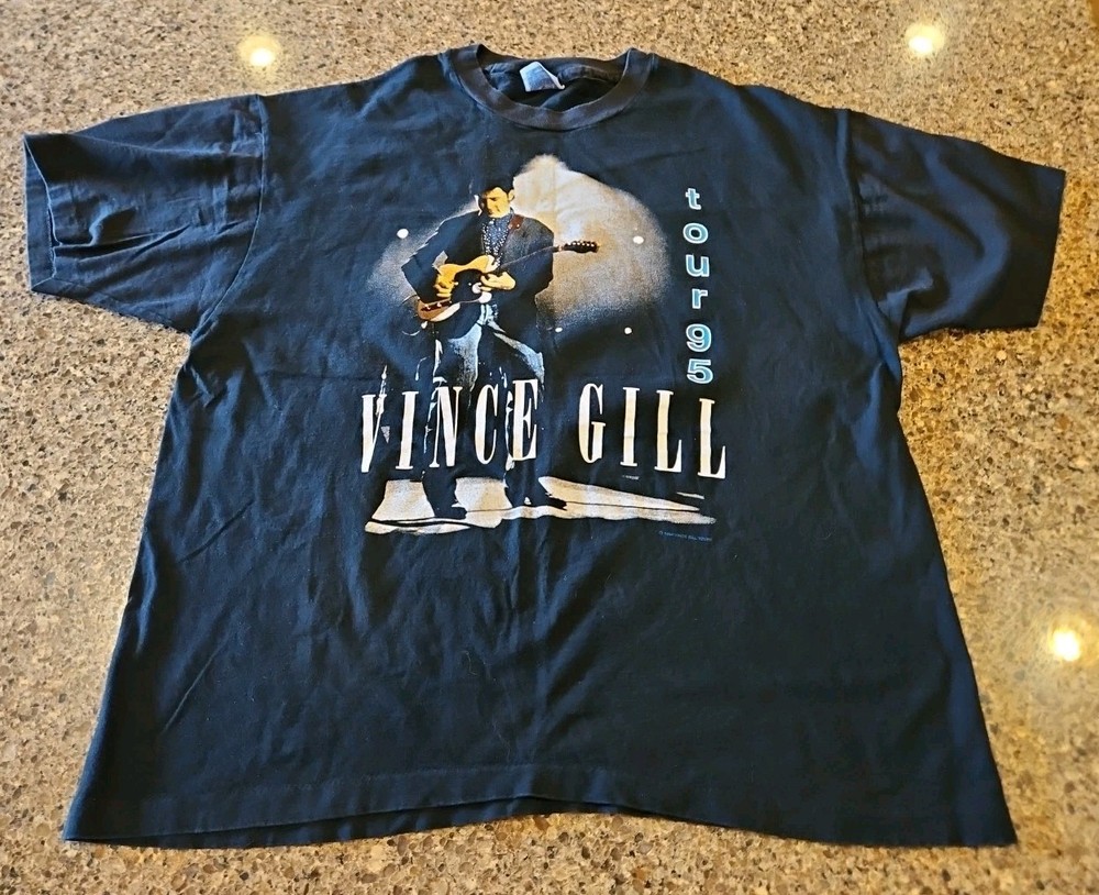 Vince Gill T-Shirt Concert Tour T-Shirt Black Men's XL Vintage 1995