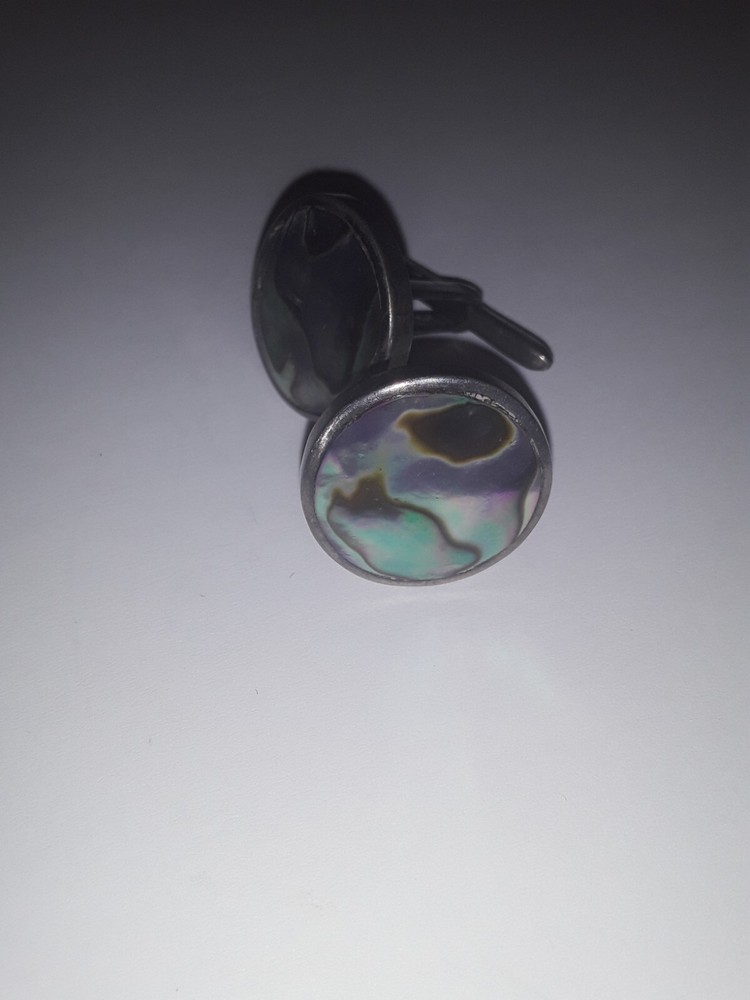 Vintage Taxco Mexico 925 Sterling Silver Abalone Cufflinks for Men