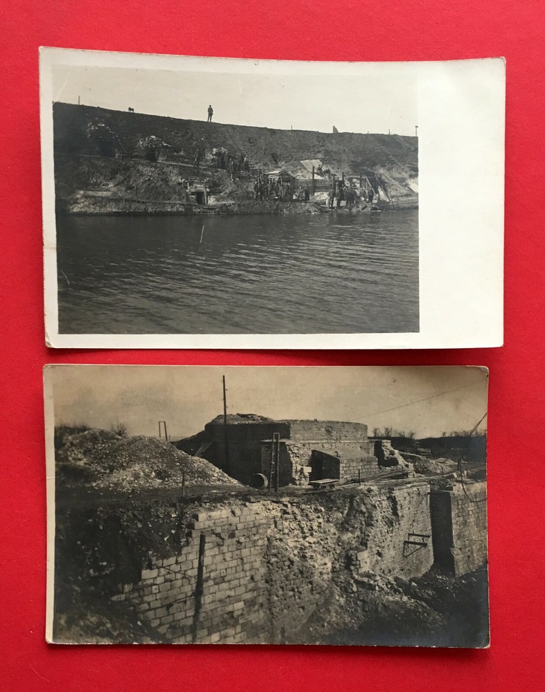 2 x Military Photo Postcard 1st WWII Destruction Accommodation Positions (54244-image