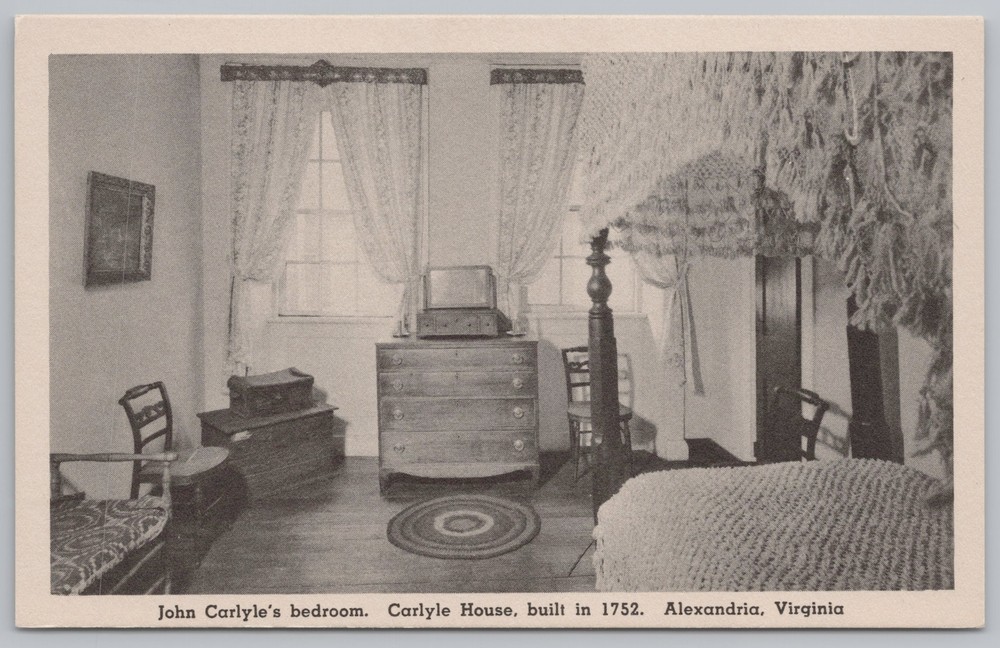 State View~John Carlyles Bedroom Alexandria Virginia B&W Card~Vintage Postcard