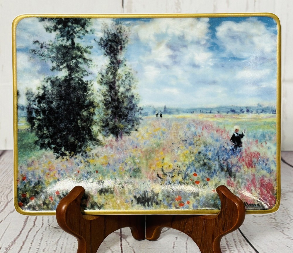 Royal Worcester Fine Porcelain Claude Monet The Poppy Field Wall Plate RARE 8x6