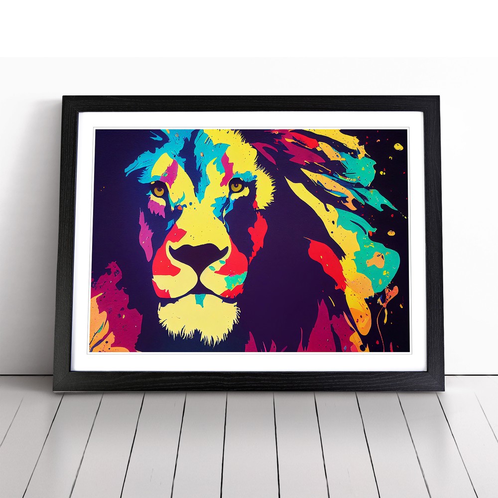 Splashed Lion Vol.1 Abstract Wall Art Print Framed Canvas Picture Poster Decor