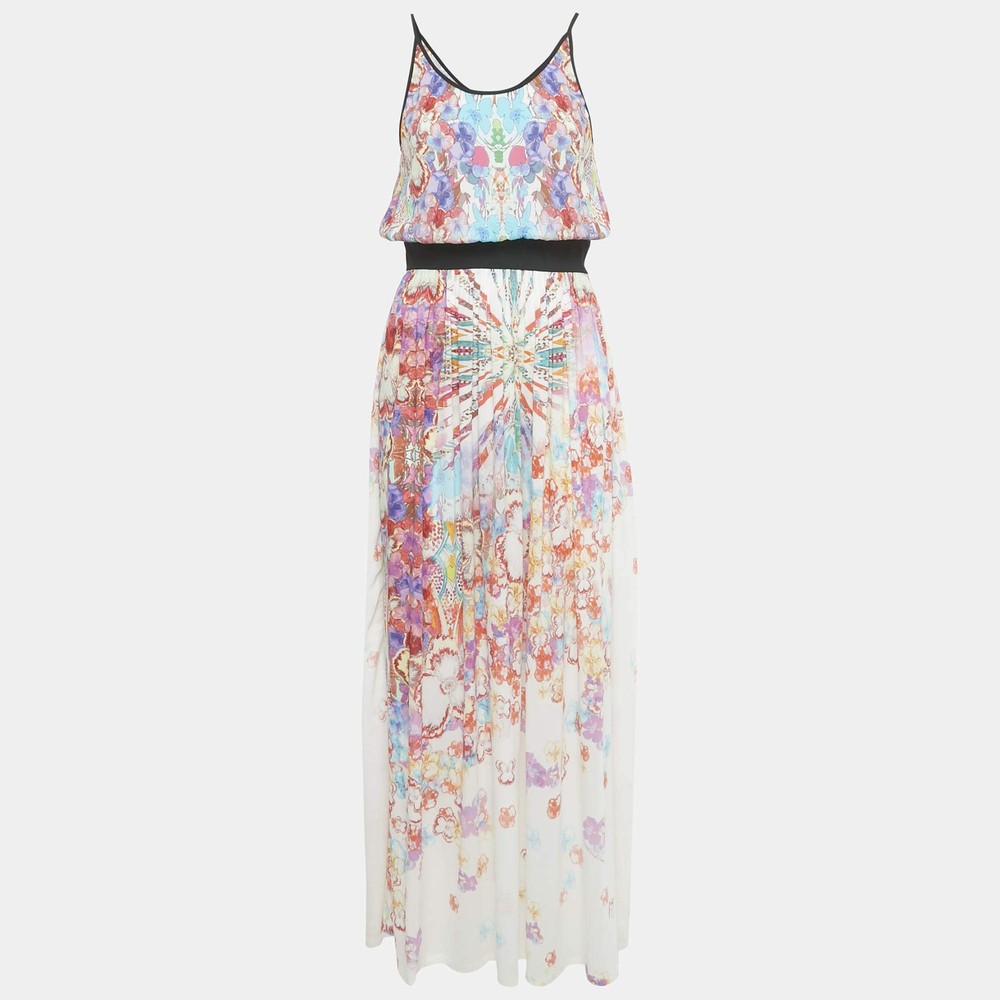 Class by Roberto Cavalli Multicolor Floral Print Crepe Maxi Dress M