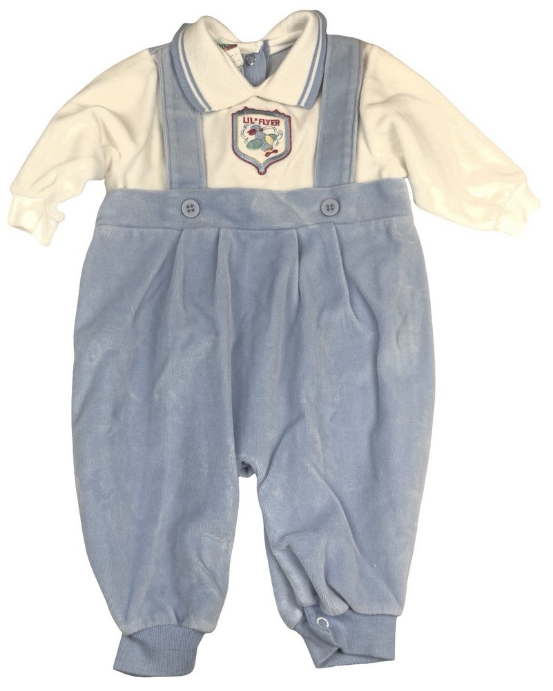 Vintage Healthtex Baby Boy Romper 6-9M Airplane Lil Flyer USA Blue Playsuit