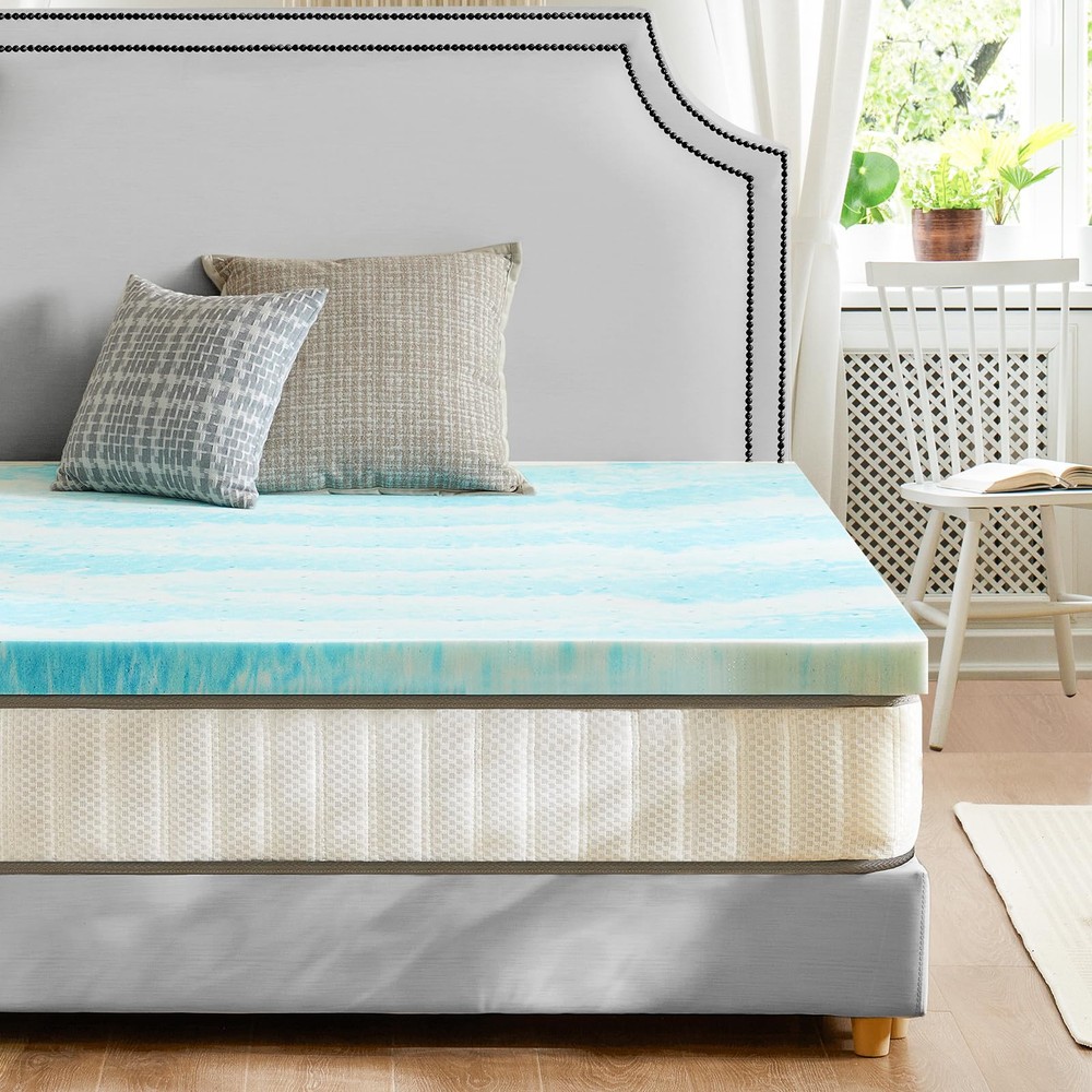 Mattress Topper Twin, Cooling Gel Infused Memory Foam Bed Toppers for Twin Si...