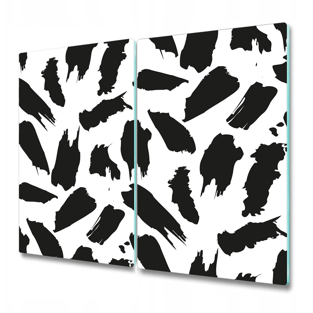 Glass Surface Protector with Black Brush Stroke Stains Blot Minimalistic Design 2x30x52 Inches Durable and Stylish