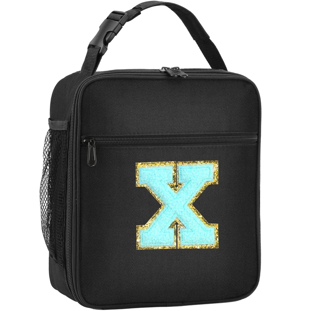 Personalized Blue Insulated Lunch Bag with Monogram X for School or Work
