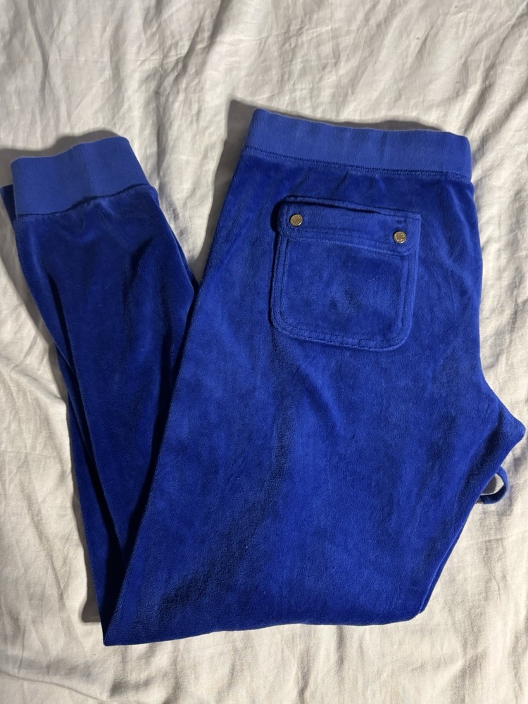 JUICY COUTURE Royal Blue Velour Jogger Pants Size L