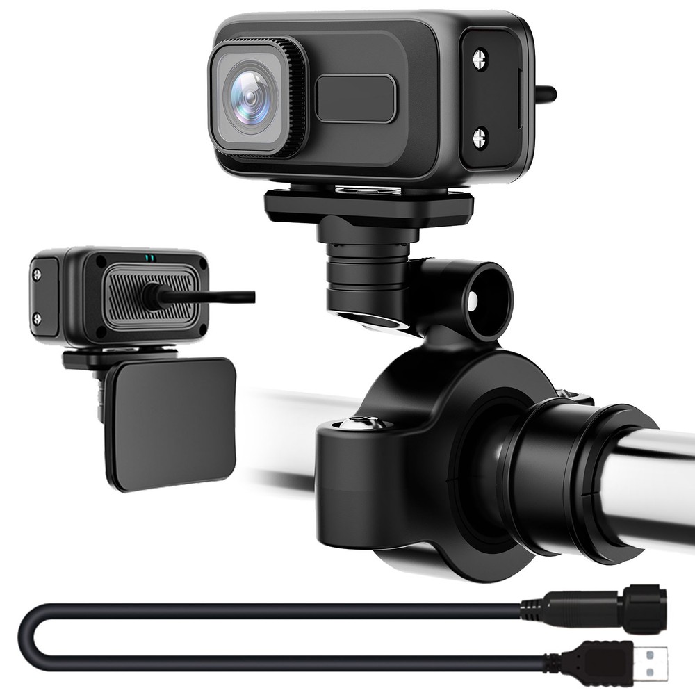Motorcycle Dash Cam 2K HD WiFi 64GB SD Card 3 Brackets Waterproof Professional