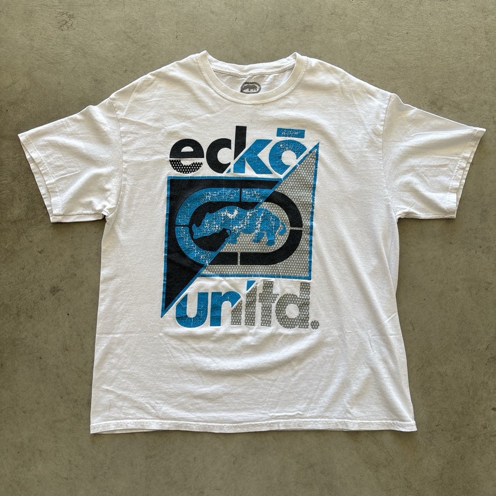 Ecko Unltd. Graphic Logo White Men's Cotton Crew XL Short Sleeve T-Shirt