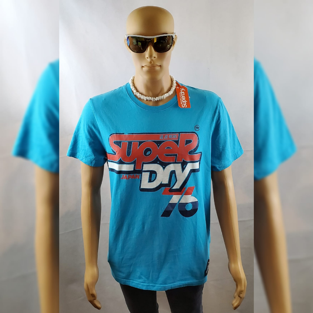 SUPERDRY MEN'S SUN SURF MALIBY BLUE  T-SHIRT SIZE XL