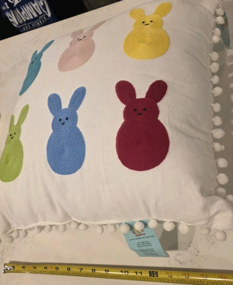 Bed Bath & Beyond PEEPS EASTER Rabbit Bunny Decor Embroidered Pillow 14