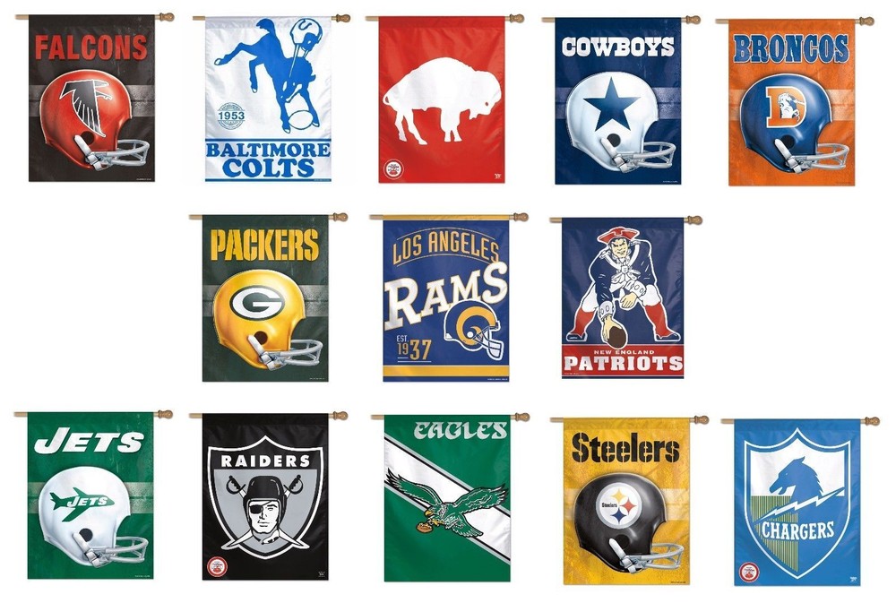 NFL Vintage Team Logo Vertical Flag by Wincraft - Multi-Color Options