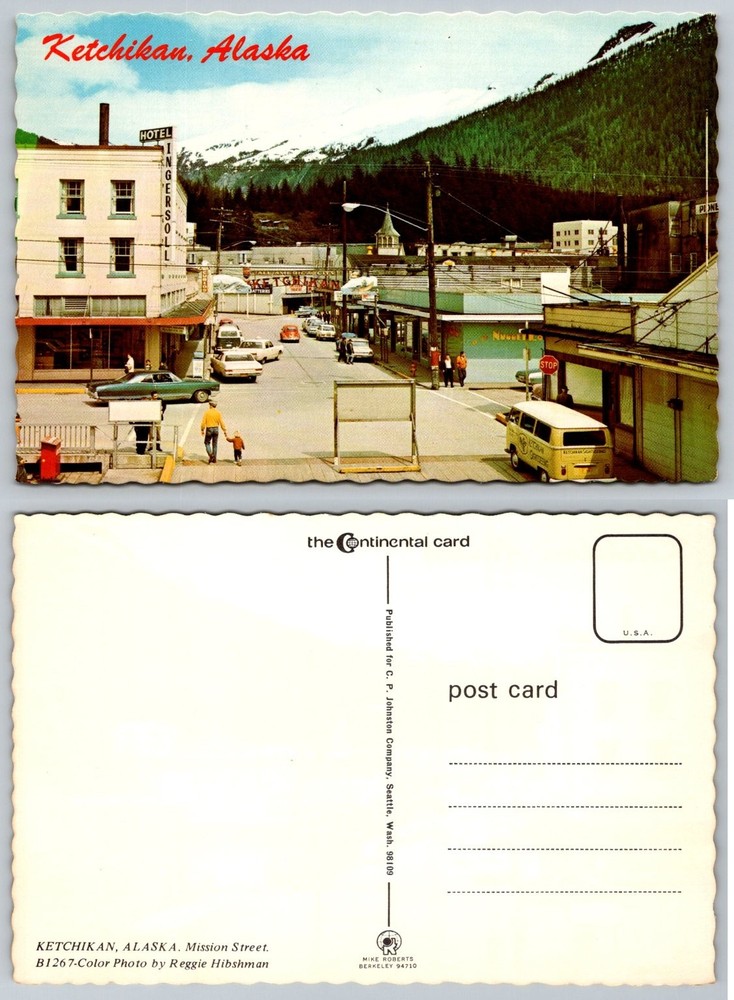 Vtg Ketchikan Alaska Mission Street Hotel Ingersoll 1960s Color Photo Postcard