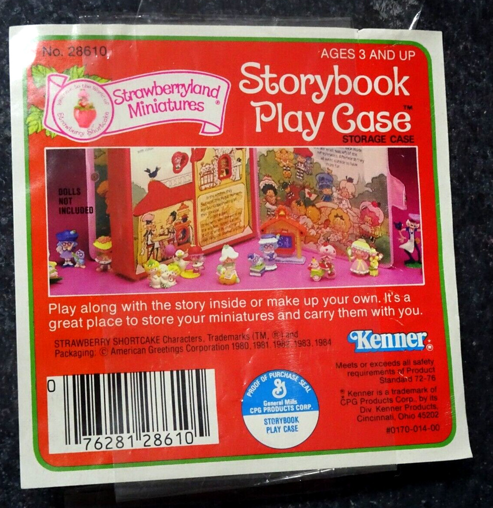 Vintage RARE Kenner 1984 Strawberry Shortcake Storybook Play Case Ad Sticker4X4