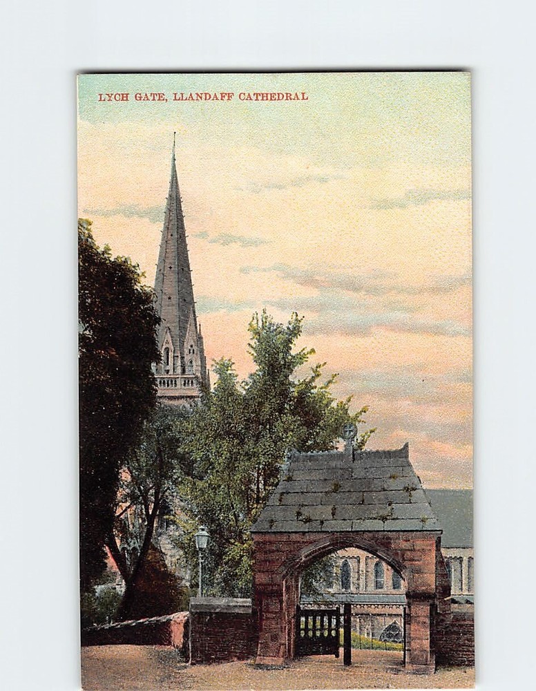 Postcard Lych Gate Llandaff Cathedral Cardiff Wales