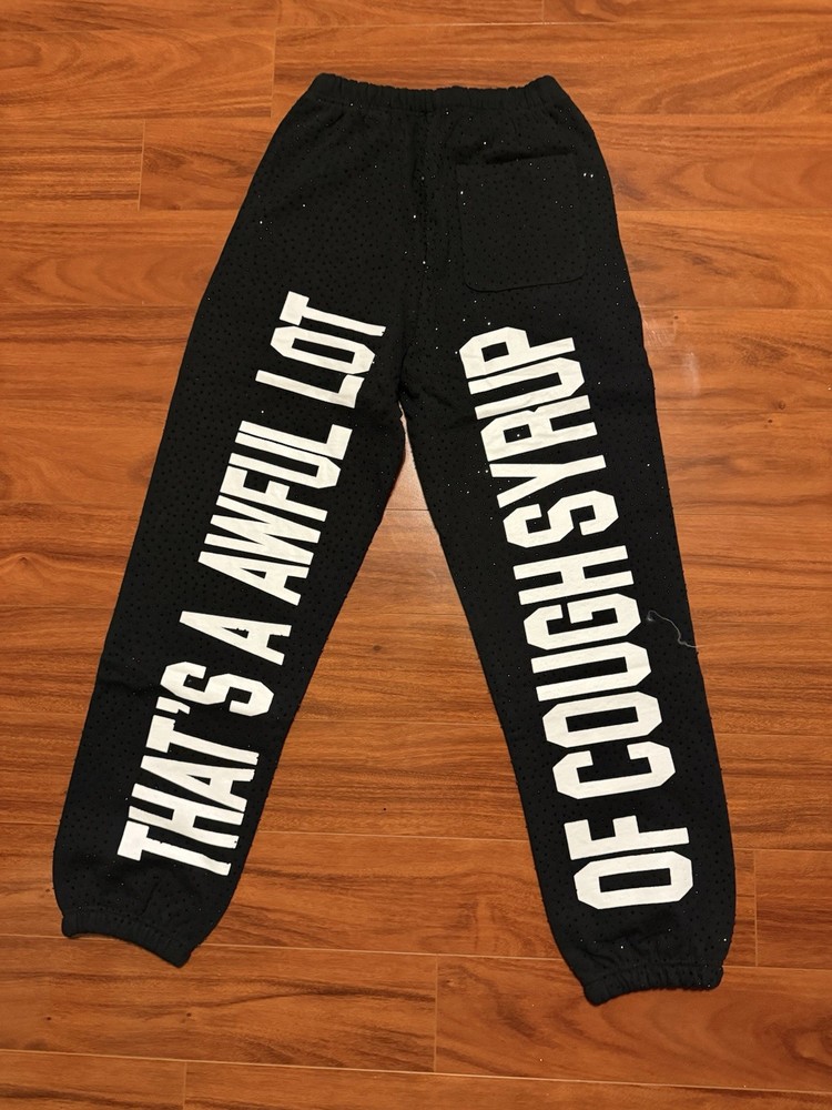 Dest Black Sweatpants 'That's A Awful Lot Of Cough Syrup' Elastic Waist Pockets