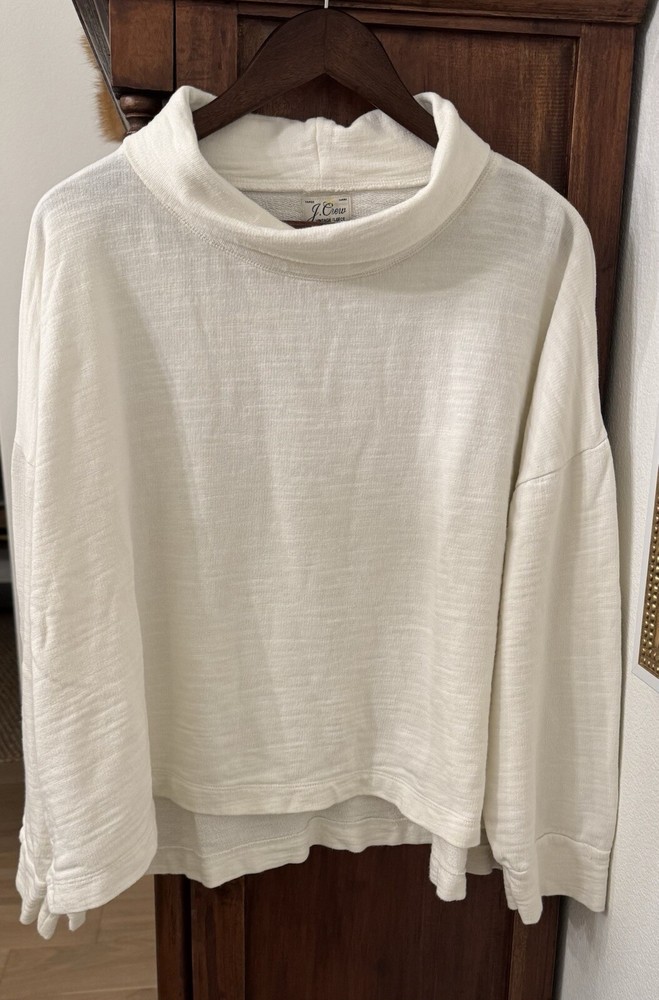 J Crew Sweatshirt Women's 2XL White Vintage Fleece Dolman Sleeve Super Cozy