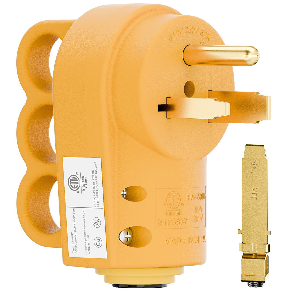 2-In-1 Nema 6-50P/6-30P Welder Plug, 30A/50A 250V Welder 3-Prong Male Plug, ETL
