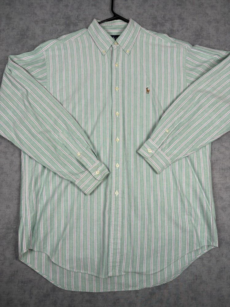 Vintage Polo Ralph Lauren Classic Fit Stripe Button Down Shirt Mens L Hong Kong