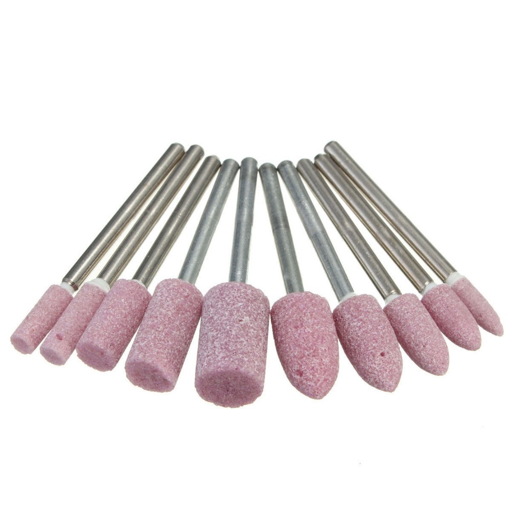 10x Rotary Abrasive Mounted Stone Grinding Bits 1/8 Shank Dremel Tool