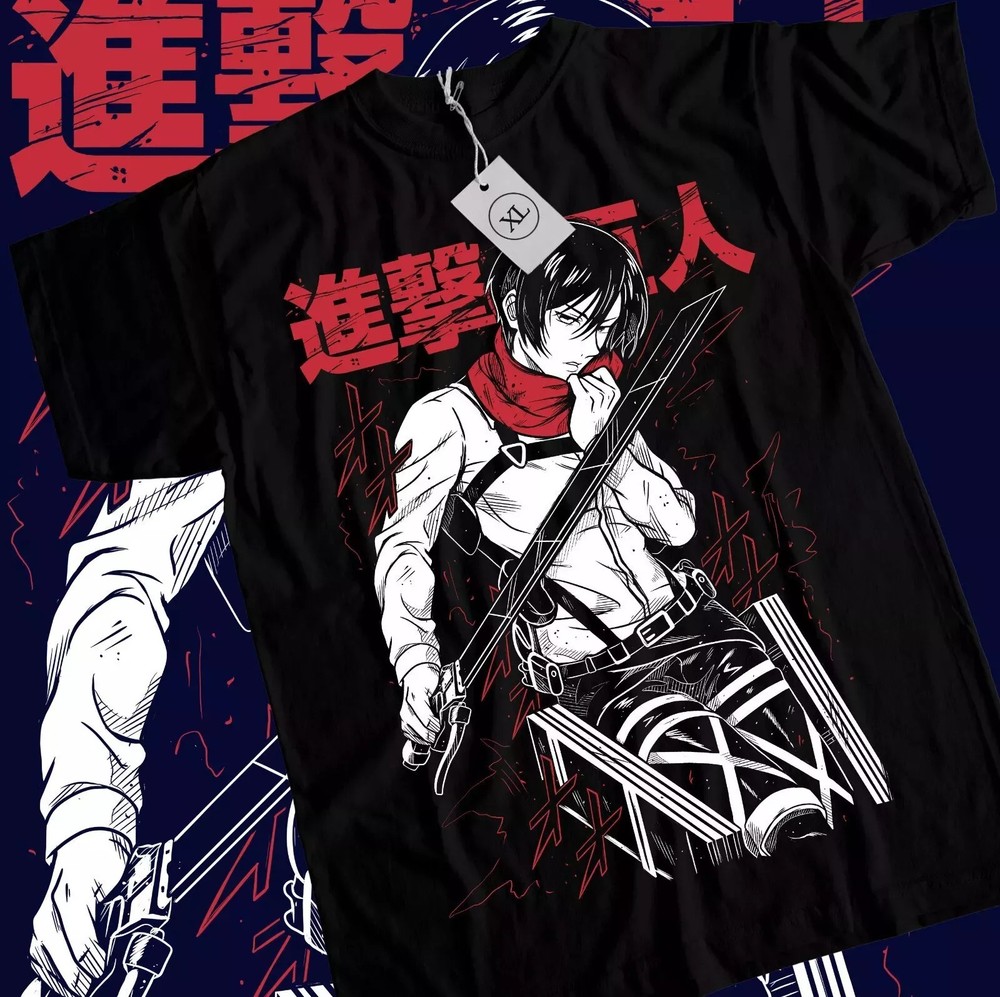 Anime Attack On Titan Mikasa Black T-Shirt