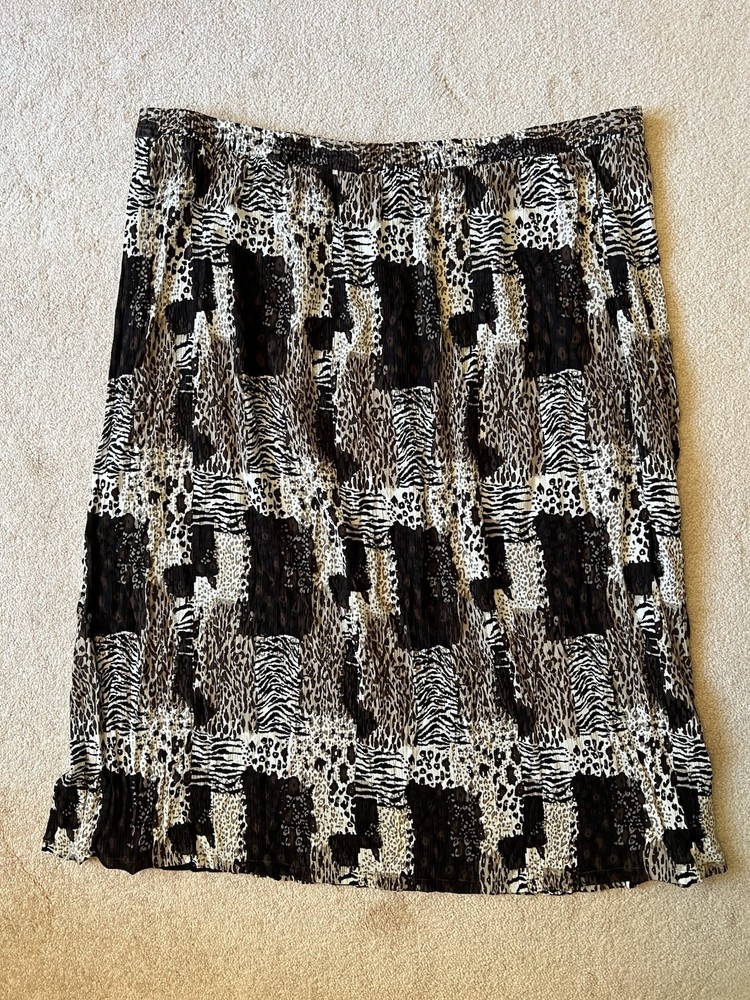 SKIRT - Koret - Peasant - Maxi - Brown & Beige Print - Elastic Waist-Crinkly -3X