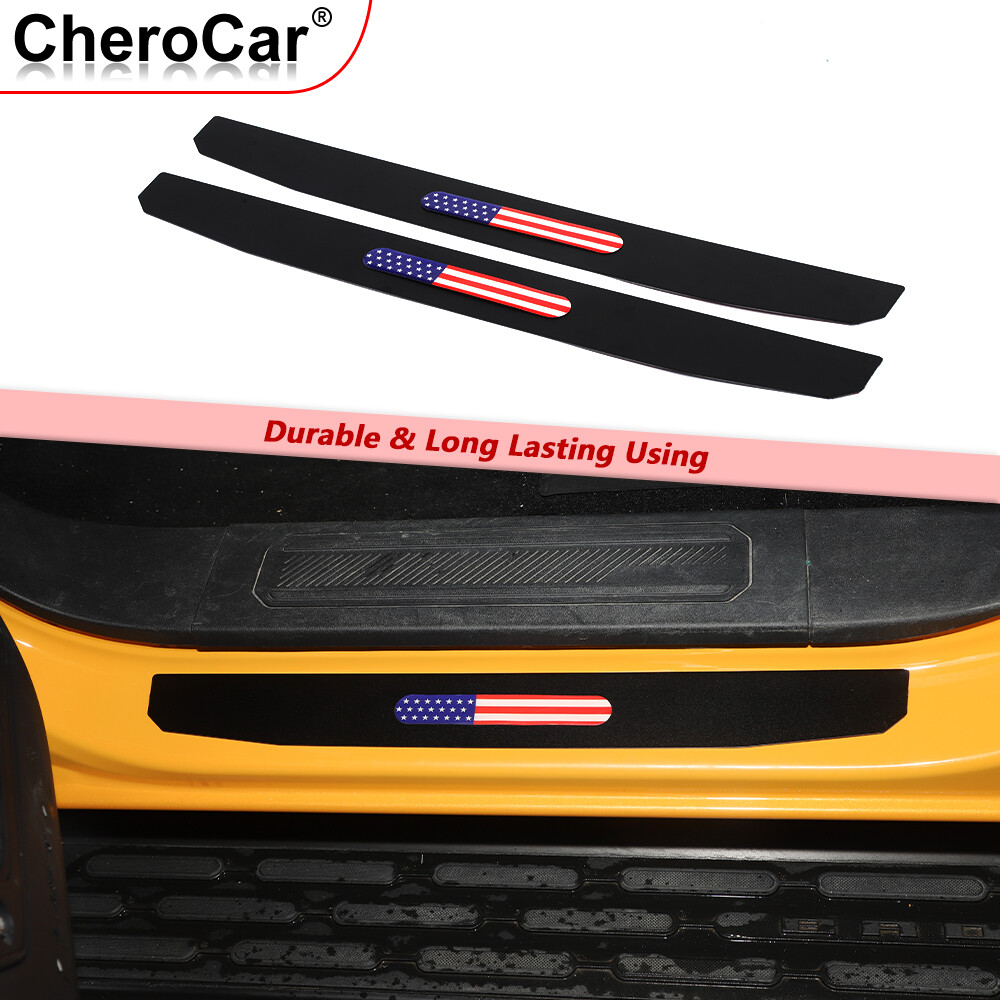 2Pcs US Flag Door Sill Protector Trim for Ford Bronco 2021-22 SUV