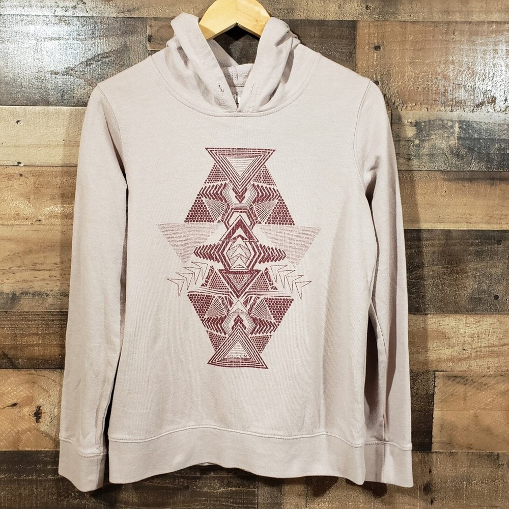 Volcom graphic abstract print hooded long sleeved sweatshirt woman's size small-image