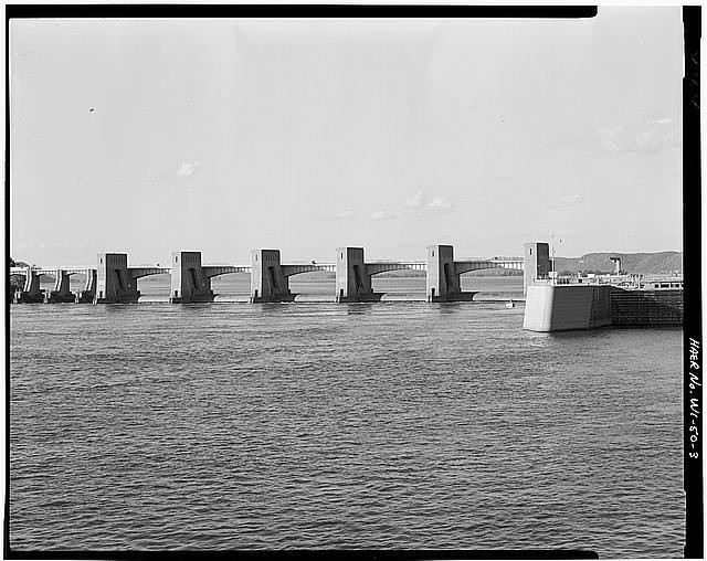 3. Detail View Dam, Showing Roller Gates, Gate Piers, Headhouse Dam Bridge,