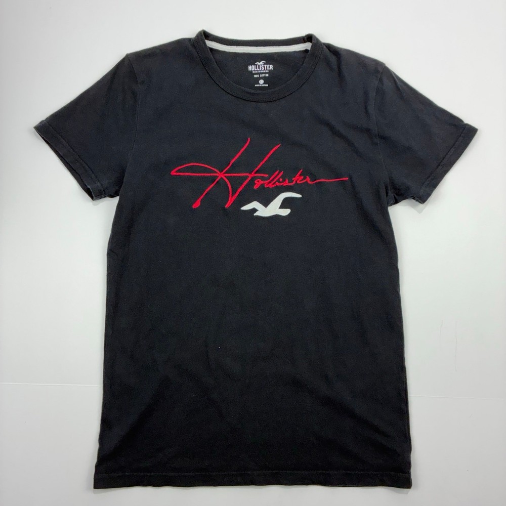 Hollister Graphic T Shirt Womens XS Black Logo Tee Y2K Casual Cotton Top