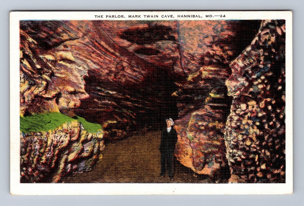 Hannibal MO-Missouri The Parlor Mark Twain Cave Vintage Postcard