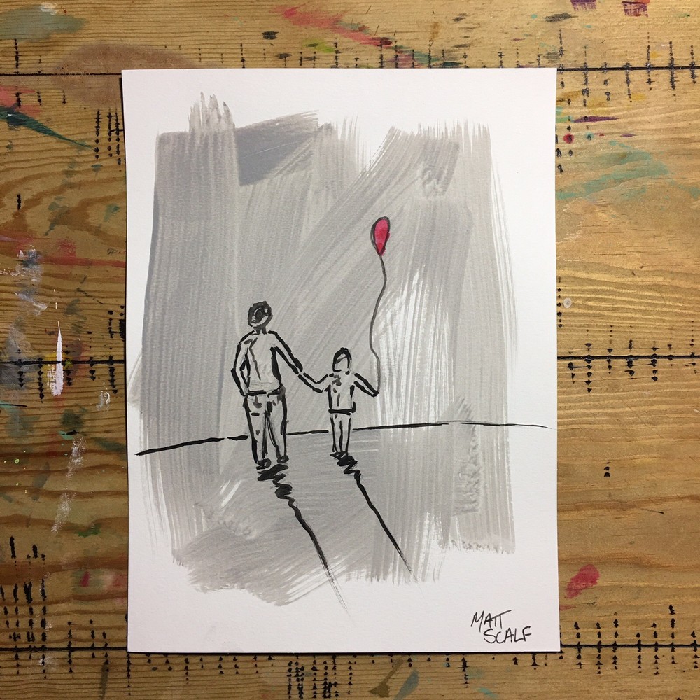 Matt Scalf 9x12 ORIGINAL PAINTING Family Kids Child Mom Mother Children Kid Gift