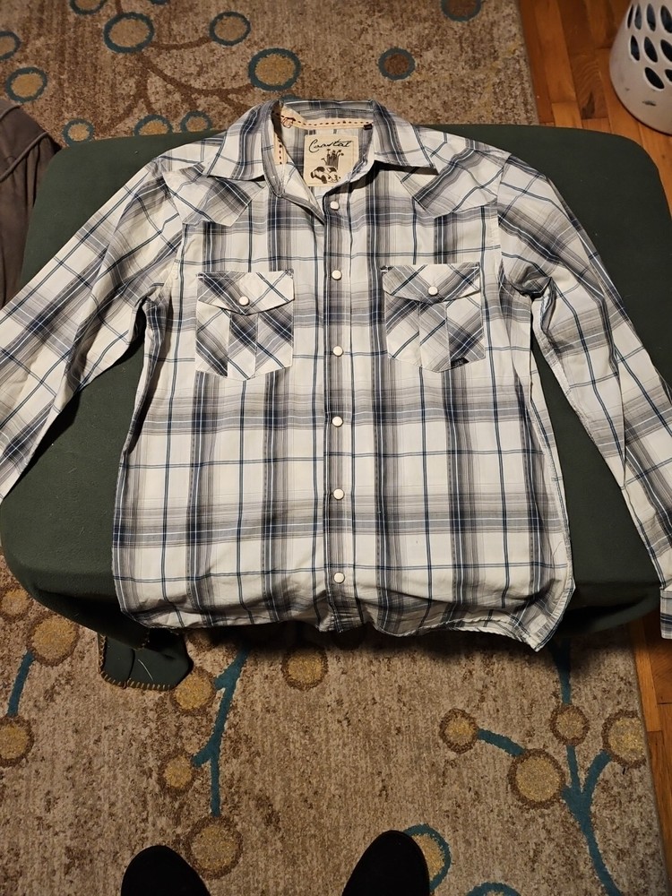 Coastal Men's Western Shirt Size Small Pearl Snap Plaid Long Sleeve Button Up