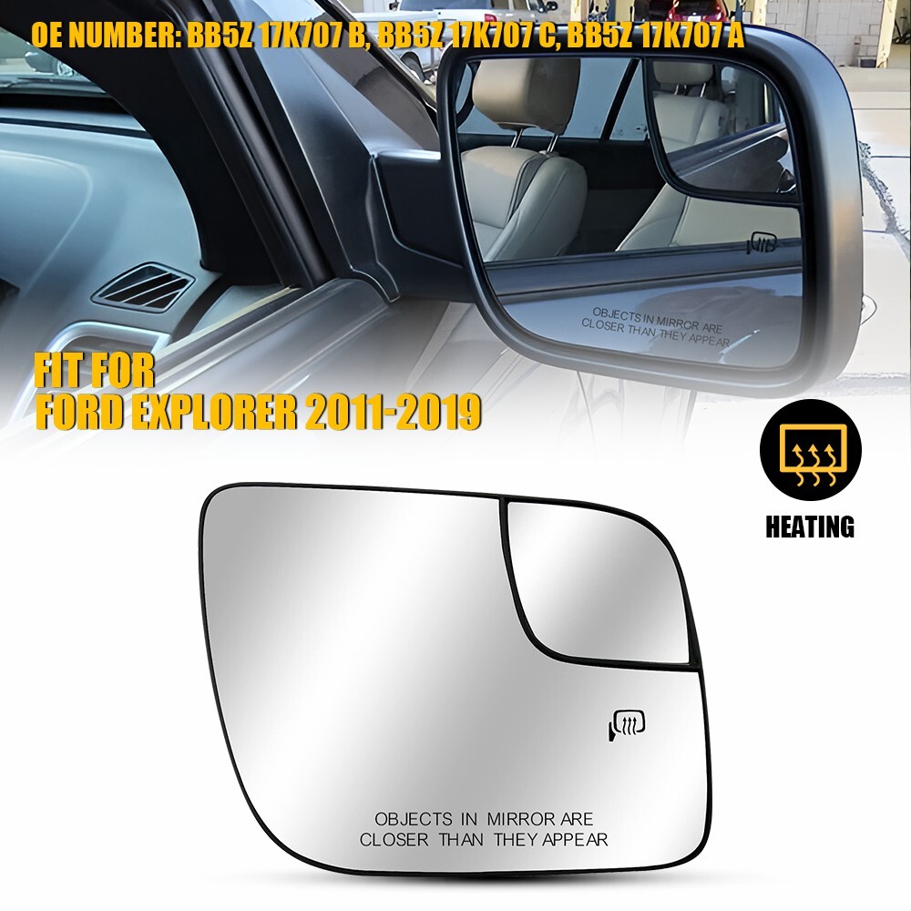 Heated Convex Mirror Glass Passenger Right Side for Ford Explorer 2011-2018