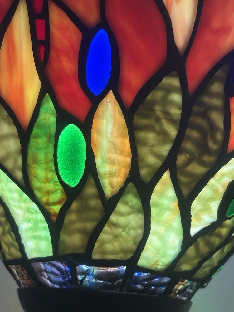 Tiffany Style Stained Glass Mosaic Dragonfly Bell Lamp Shade, Multicolor