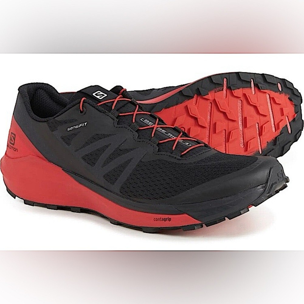 Salomon Sense Ride 4 Black and Red Athletic Sneakers