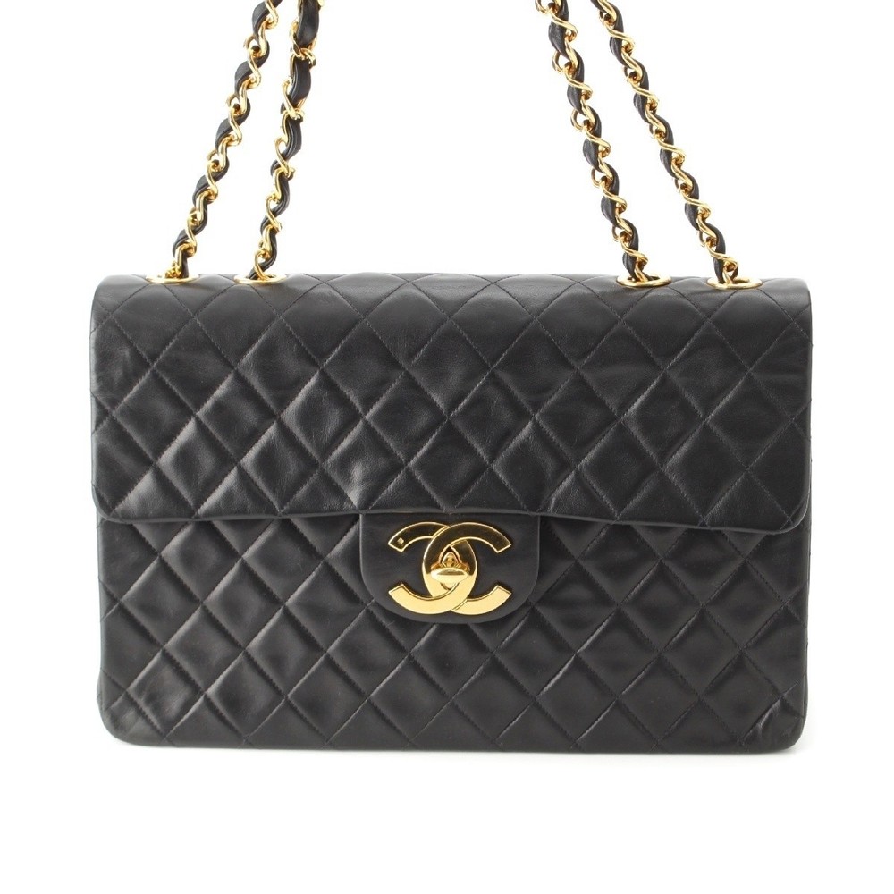 Chanel 4th Matelasse 34 Lambskin Coco Mark Shoulder Bag Black 623901