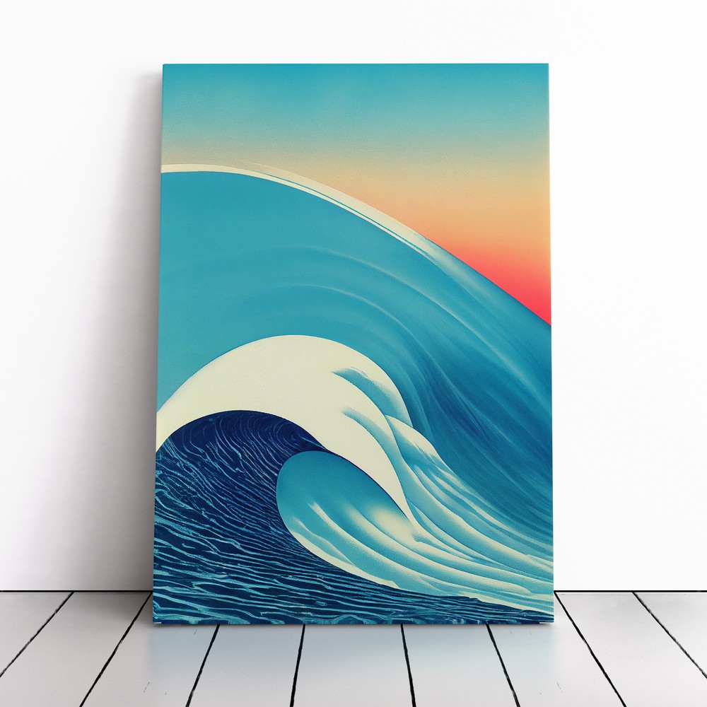 Ocean Wave At Sunset No.3 Canvas Wall Art Print Framed Picture Decor Dining Room
