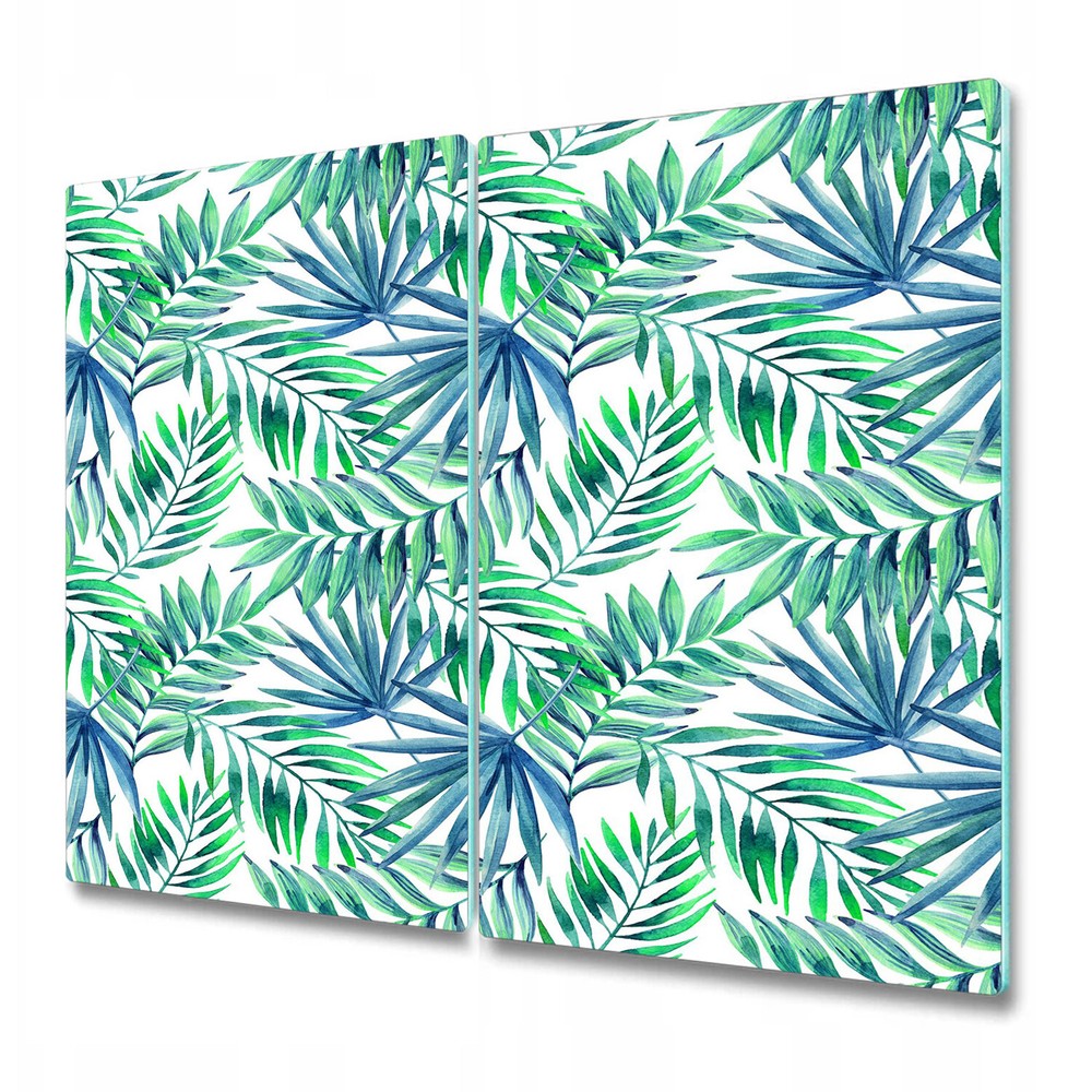 Tempered Glass Chopping Cutting Board Palm leaves Exotic Tropical Watercolour