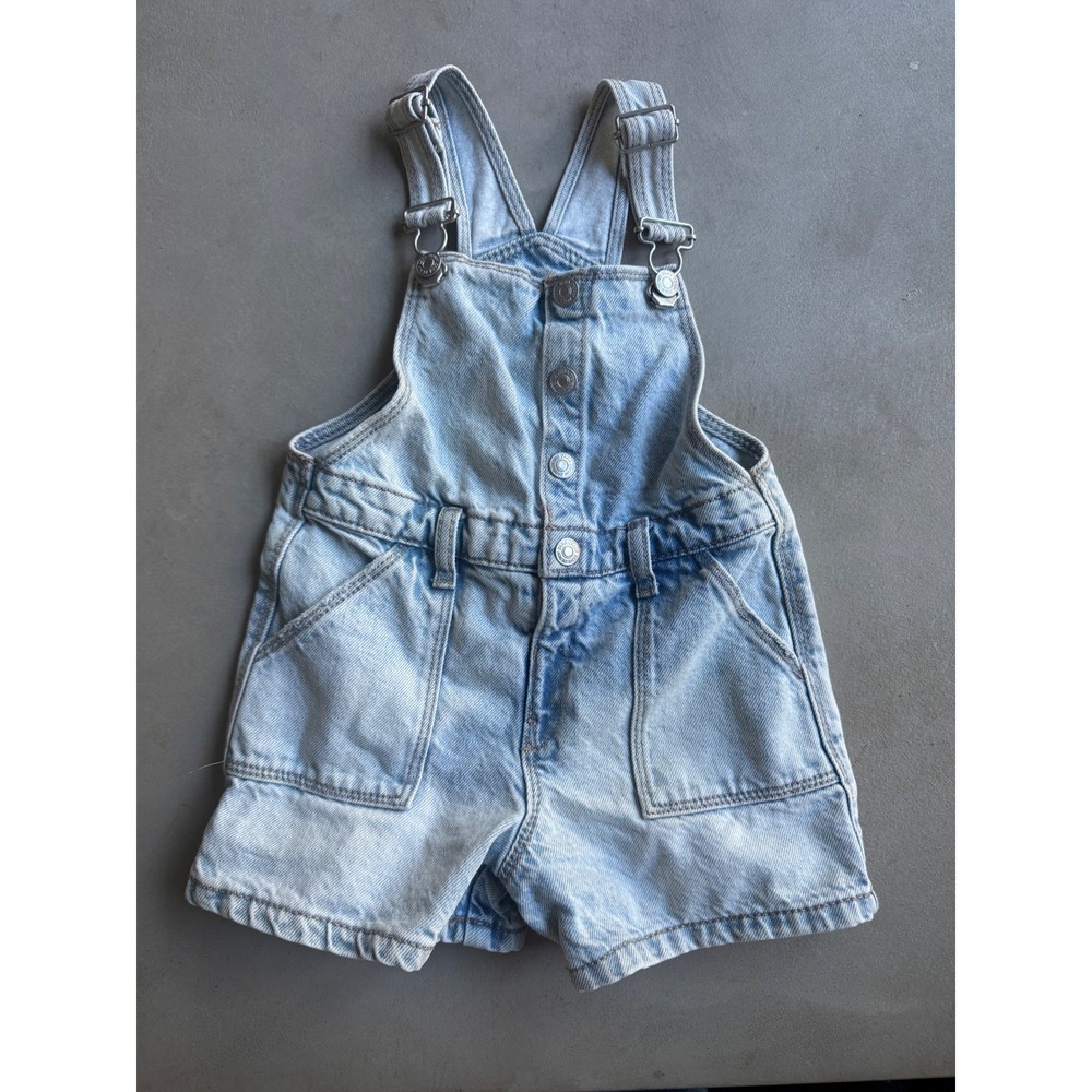 Zara Baby Denim Overalls Light Wash Shortall Size 12-18 Months