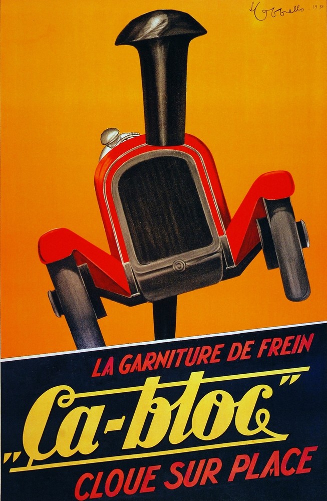 Ca-Bloc cloue sur place Poster.Early car.Auto shop decor interior design. 2811