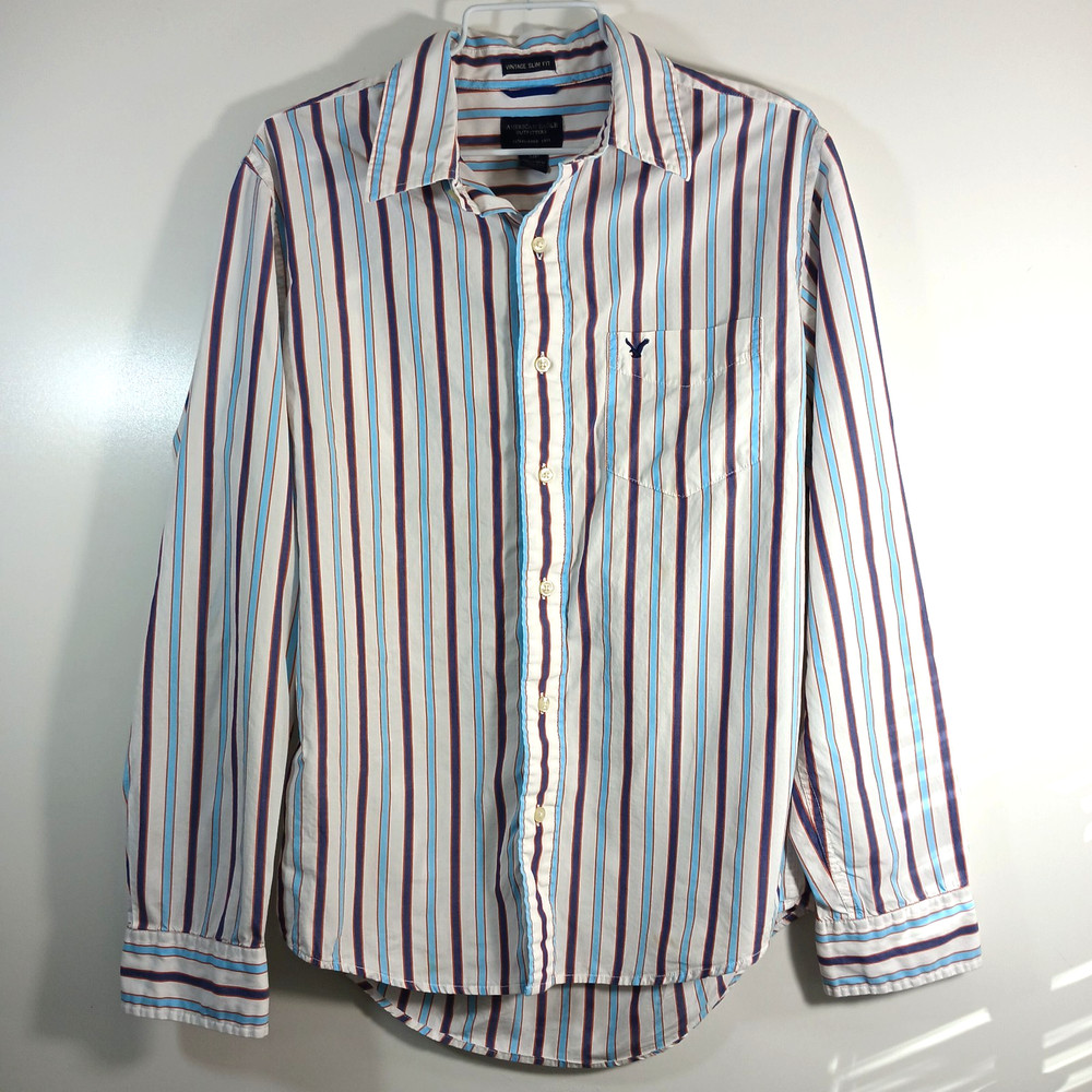 American Eagle Outfitters Shirt Mens Large Multi Striped Vintage Fit Button Down