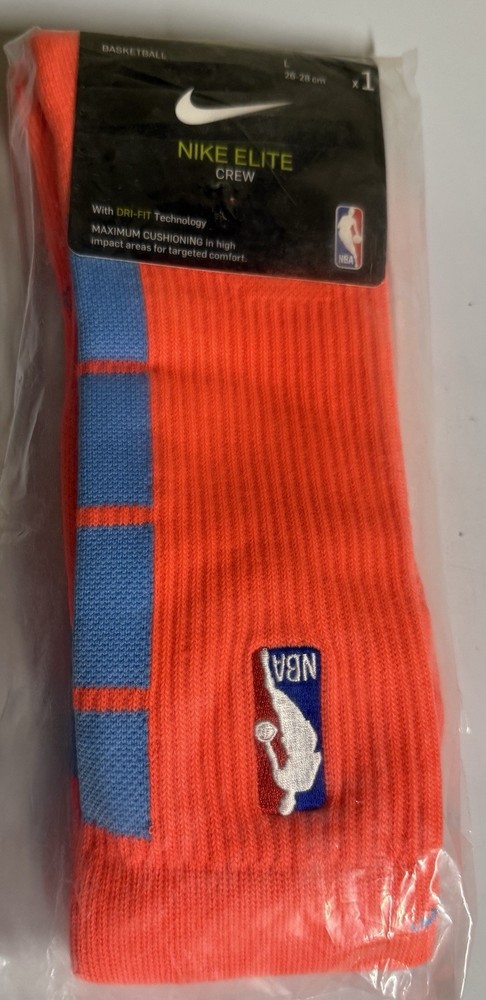 Nike NBA ELITE Quick Crew Basketball Socks Size L One Pair (Orange )Color!!