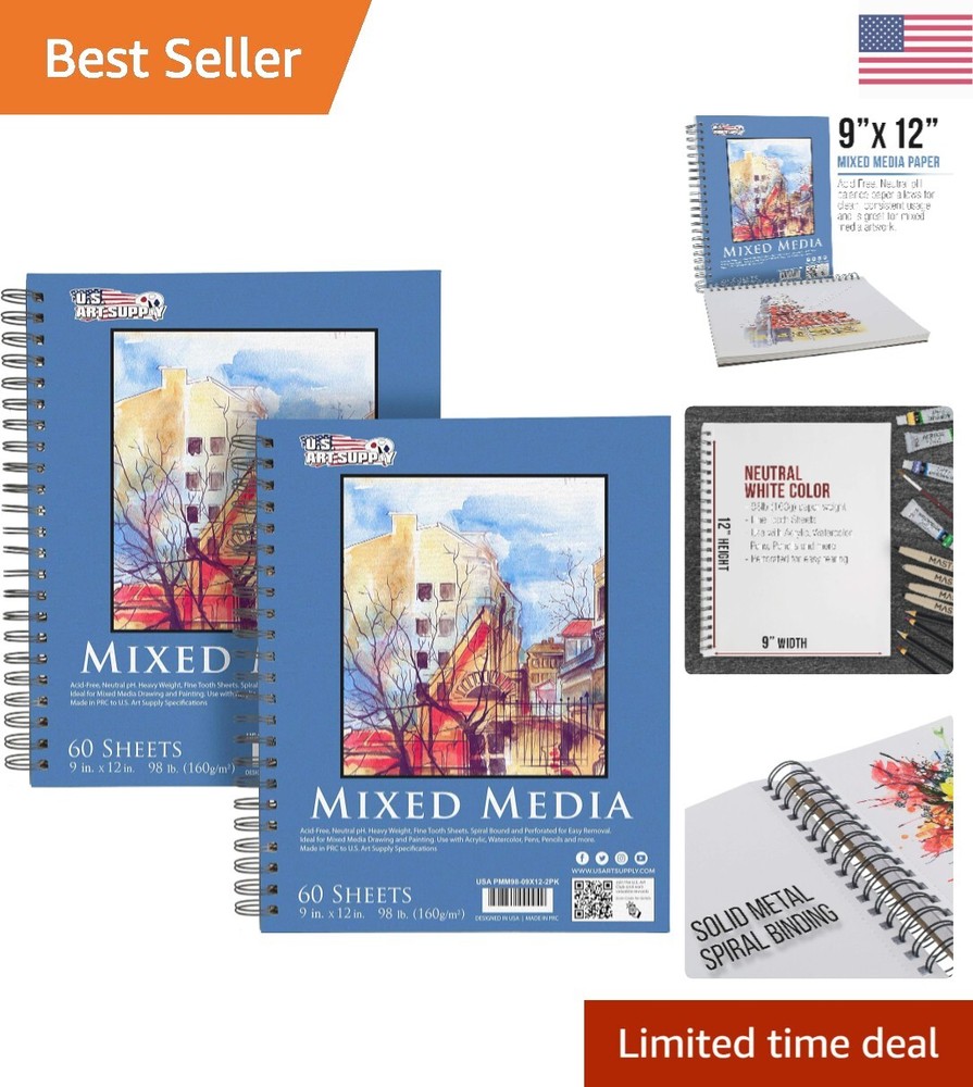 Premium Paper Pad - Acid-Free - Artist Sketching, Drawing, Painting - 2 Pack-image