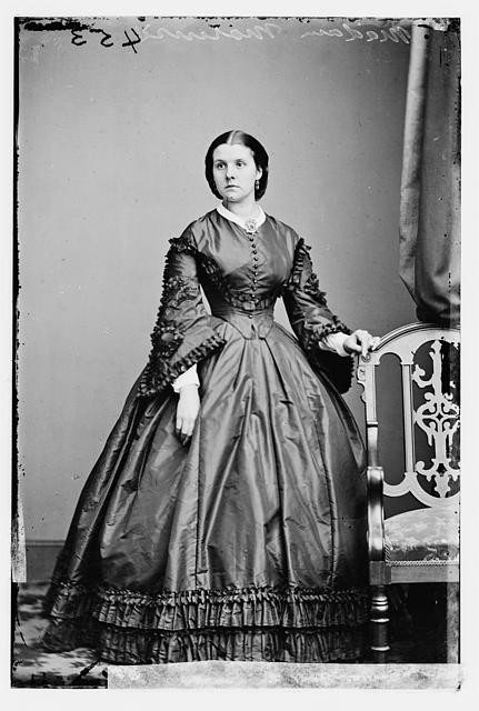 Photo:Madam Morensi 1860s Woman Portrait Dress Studio Photo