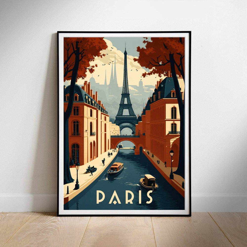 Printable Wall Art Paris Retro Travel Poster Instant Decor New Home Gift