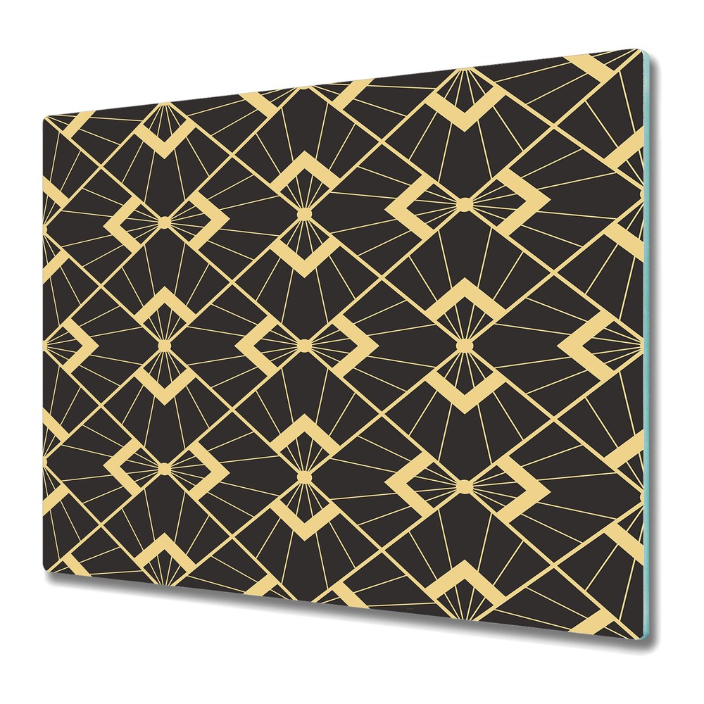 Glass Chopping Cutting Board Abstract art deco black and golden 60x52