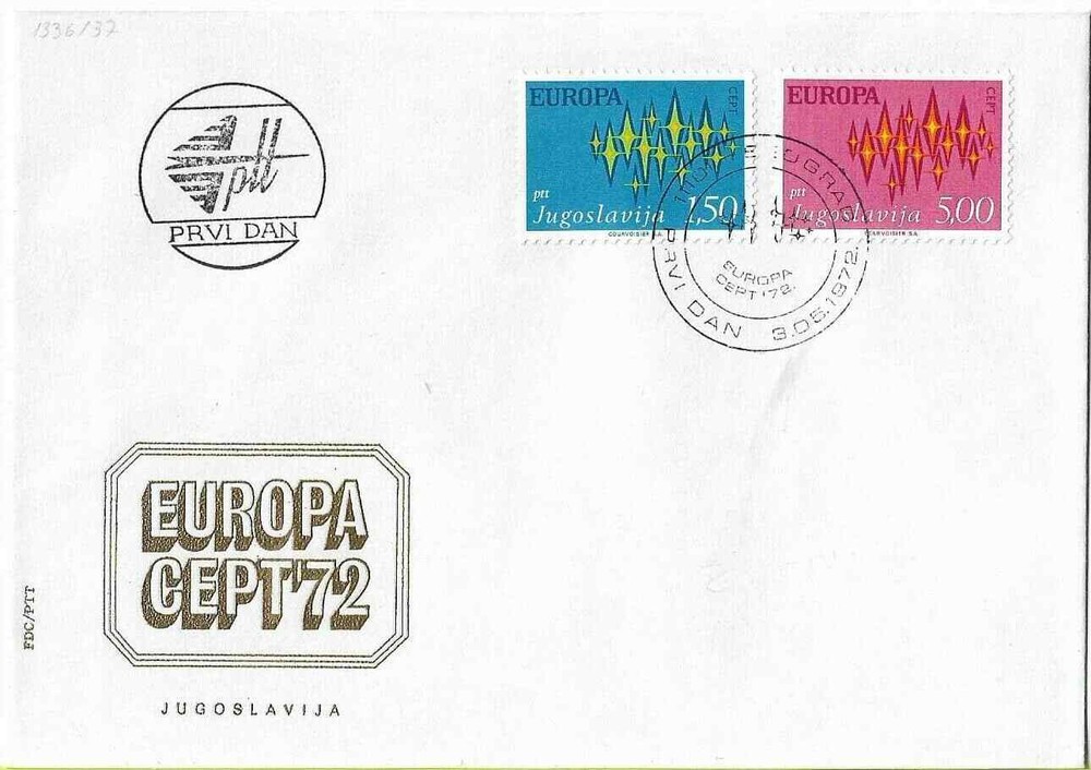 FDC 1972 Europa CEPT Yugoslavia Vintage Stamps Postal History